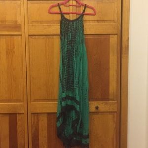 Free People Green and Black Dye Dress